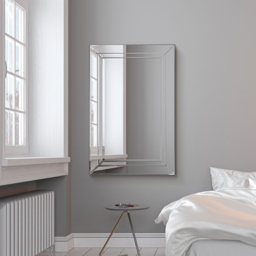 Double Edge Cranbury All Glass Wall Mirror 90 x 60cm - Black - MirrorOutlet - Wilko - thumbnail 3