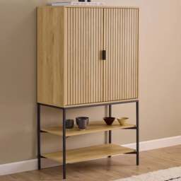 Florence Jaipur 2 Door 2 Shelf Oak Cabinet - Size: 140 x 80 x 40cm - Multi - Furniture To Go - Wilko - thumbnail 1