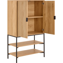Florence Jaipur 2 Door 2 Shelf Oak Cabinet - Size: 140 x 80 x 40cm - Multi - Furniture To Go - Wilko - thumbnail 6