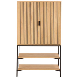 Florence Jaipur 2 Door 2 Shelf Oak Cabinet - Size: 140 x 80 x 40cm - Multi - Furniture To Go - Wilko - thumbnail 4