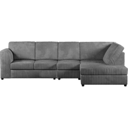 Luxor 4 Seater Grey Jumbo Cord Right Hand Facing Full Back L Shaped Corner Sofa Set - Wilko - thumbnail 3