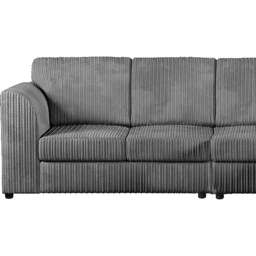 Luxor 4 Seater Grey Jumbo Cord Right Hand Facing Full Back L Shaped Corner Sofa Set - Wilko - thumbnail 4