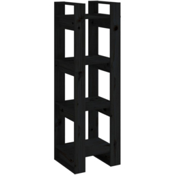 vidaXL 4 Shelf Black Solid Pine Wood Bookcase - Size: 125 x 41 x 35cm - Wilko - thumbnail 3