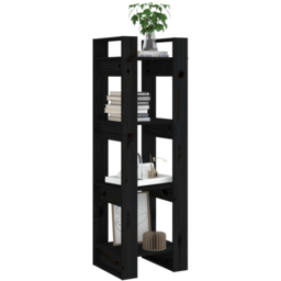 vidaXL 4 Shelf Black Solid Pine Wood Bookcase - Size: 125 x 41 x 35cm - Wilko - thumbnail 6