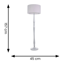 ValueLights Victoria Grey Fabric Drum Shade Grey Wood Traditional Stem LED Floor Lamp - Size: 157 x 45 x 45cm - Wilko - thumbnail 7
