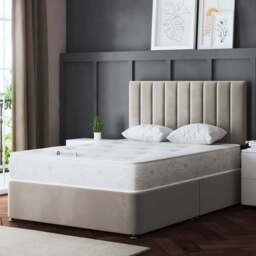 DS Living Amelia Double Beige Upholstered Panel Divan Bed with 2 Drawer - Cream - Wilko - thumbnail 1