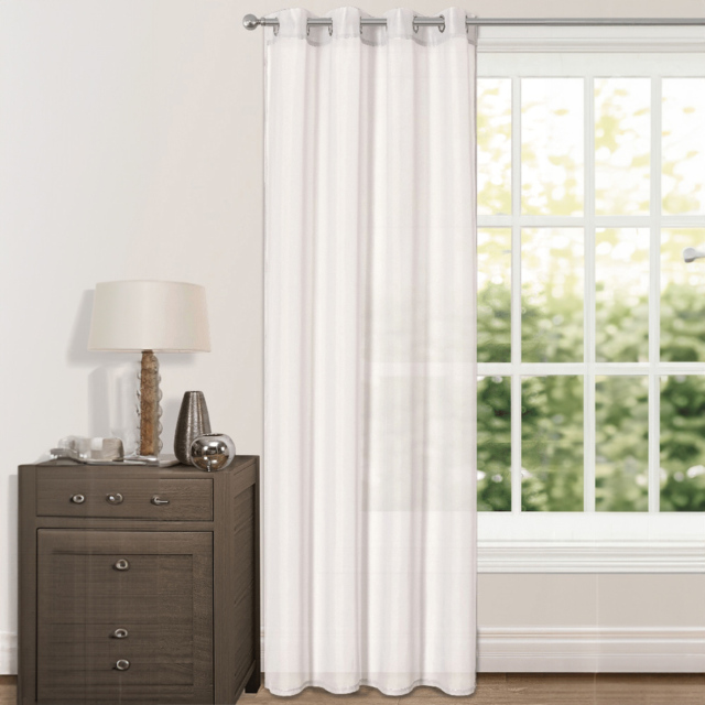 Velosso Riva White Eyelet Voile Panel Curtain 150 x 122cm - Size: W 150 x D 122cm - Wilko - image 1