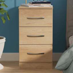 Crowndale Avon 3 Drawer Nebraska Oak Bedside Cabinet Ready Assembled - Wilko - thumbnail 1