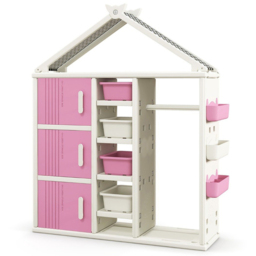 Costway Pink Kids Closet with Storage Bin - Size: 131 x 45 x 44cm - Wilko - thumbnail 3