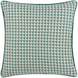 furn. Marttel Teal Geometric Jacquard Cushion - Size: 45 x 45 cm - Multi - Wilko - thumbnail 1