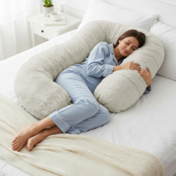 Sweet Dreams Alpine Cream Faux Fur Maternity Pillow 135 x 75cm - Size: 135 x 75 x 1cm - Wilko - thumbnail 3