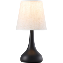 Living and Home Small Black and Ivory Linen Shade Iron Base E27 Table Lamp - Size: 30 x 16 x 16cm - Black + Beige White - Wilko - thumbnail 3