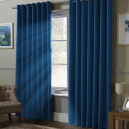 Alan Symonds Essential Blue Plain Ring Top Eyelet Curtains 167 x 137cm - Size: W 167 x D 137cm - Wilko - thumbnail 3