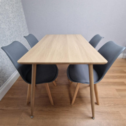 Kosy Koala 4 Seater Tulip Faux Leather Wooden Dining Set Grey - Beige - Wilko - thumbnail 7
