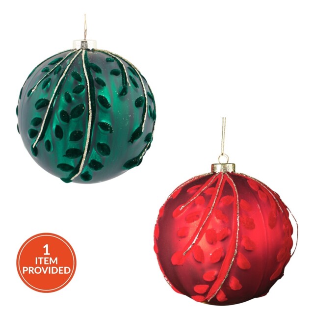 Flocked Detail Bauble - Sleigh Bells Ring - Wilko - image 1