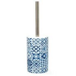 Santorini Blue and White Toilet Brush Holder - Size: 9 x 15 x 9cm - Wilko - thumbnail 1