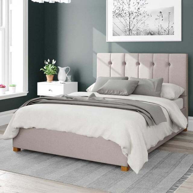 Aspire Hepburn Double Off White Eire Linen Ottoman Bed - Aspire Beds - Wilko - image 1
