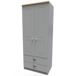 Crowndale Victoria 2 Door 2 Drawer Grey and Oak Wardrobe - Size: 2 Door, 2 Drawer - Wilko - thumbnail 5