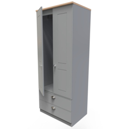 Crowndale Victoria 2 Door 2 Drawer Grey and Oak Wardrobe - Size: 2 Door, 2 Drawer - Wilko - thumbnail 6