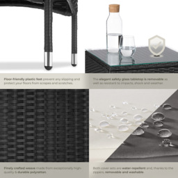 tectake Lucerne 2 Seater Black Garden Bistro Set - Wilko - thumbnail 7