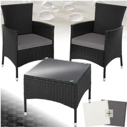 tectake Lucerne 2 Seater Black Garden Bistro Set - Wilko - thumbnail 3