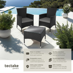 tectake Lucerne 2 Seater Black Garden Bistro Set - Wilko - thumbnail 4