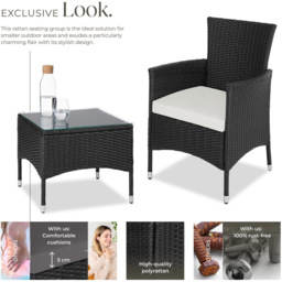 tectake Lucerne 2 Seater Black Garden Bistro Set - Wilko - thumbnail 5