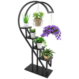 Living and Home Multi Tiered Black Plant Stand - Size: 30 x 60 x 153cm - Wilko - thumbnail 4