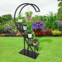 Living and Home Multi Tiered Black Plant Stand - Size: 30 x 60 x 153cm - Wilko - thumbnail 3