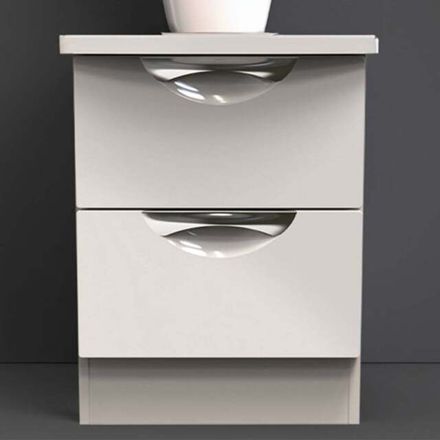 Crowndale Camden 2 Drawer Kashmir Gloss Bedside Table - Cream - Wilko - image 1