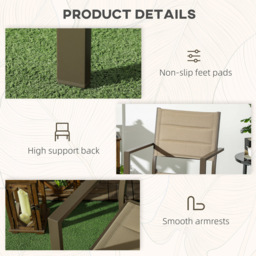 Outsunny Set of 2 Beige Aluminium Stackable Garden Chairs - Size: 92 x 53 x 20cm - Brown - Wilko - thumbnail 7