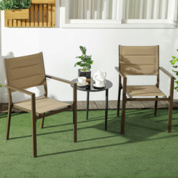 Outsunny Set of 2 Beige Aluminium Stackable Garden Chairs - Size: 92 x 53 x 20cm - Brown - Wilko - thumbnail 1