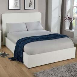 Home Source Serenity Small Double Boucle Gas Lift Ottoman Storage Bed - White - Wilko - thumbnail 1