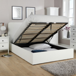 Home Source Serenity Small Double Boucle Gas Lift Ottoman Storage Bed - White - Wilko - thumbnail 6