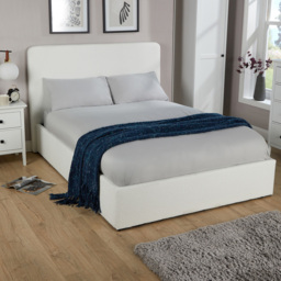Home Source Serenity Small Double Boucle Gas Lift Ottoman Storage Bed - White - Wilko - thumbnail 7