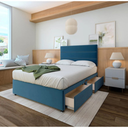 Bedmaster Double Marine Blue Plush Velvet Divan Base - Wilko - thumbnail 3
