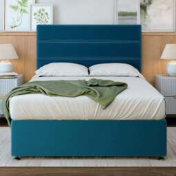 Bedmaster Double Marine Blue Plush Velvet Divan Base - Wilko - thumbnail 1