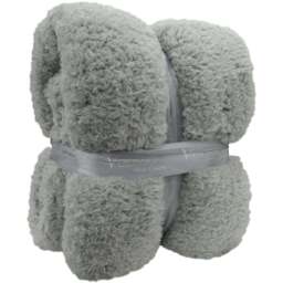 Velosso Silver Teddy Throw 130 x 180cm - Size: 130 x 180 x 1cm - Wilko