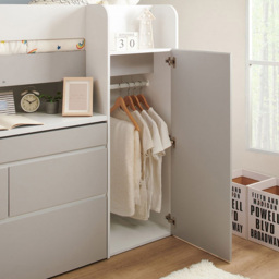Flair Bailey Single Kids Cabin Bed with Pull Out Desk Wardrobe and Storage Shelves - White - Wilko - thumbnail 4