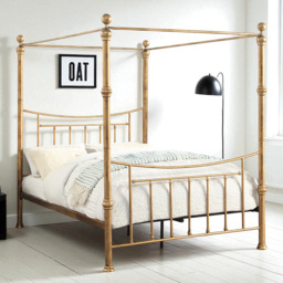 OAT Home Westminster 4 Poster Double Antique Brass Effect Metal Bed - Wilko - thumbnail 1