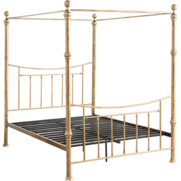 OAT Home Westminster 4 Poster Double Antique Brass Effect Metal Bed - Wilko - thumbnail 3
