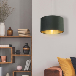 Lighting Collection Green Gold Inner Velvet Drum Shade 40cm - Size: 24 x 40 x 40cm - Wilko - thumbnail 3