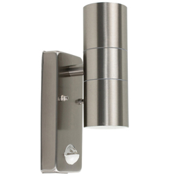 ValueLights Silver Outdoor Wall Up Down Light with PIR Motion Sensor - Size: 29.6 x 7 x 7cm - Wilko