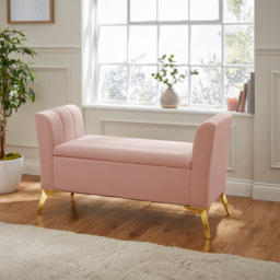 GFW Pettine Blush Pink Ottoman Storage Bench - Size: 45 x 121 x 67cm - Wilko - thumbnail 7