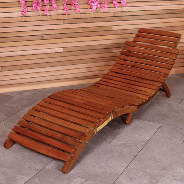 Charles Bentley Acacia Folding Curved Sun Lounger - Size: 1 Seater - Brown - Wilko - image 1