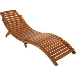Charles Bentley Acacia Folding Curved Sun Lounger - Size: 1 Seater - Brown - Wilko - thumbnail 3