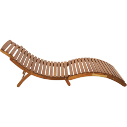 Charles Bentley Acacia Folding Curved Sun Lounger - Size: 1 Seater - Brown - Wilko - thumbnail 5
