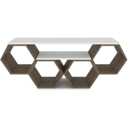 Decorotika Honey White and Walnut Wide Hexagonal TV Unit - Size: 55.5 x 140 x 26.6cm - Multi - Wilko - thumbnail 3