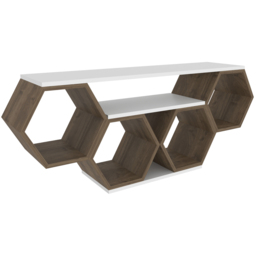 Decorotika Honey White and Walnut Wide Hexagonal TV Unit - Size: 55.5 x 140 x 26.6cm - Multi - Wilko - thumbnail 7
