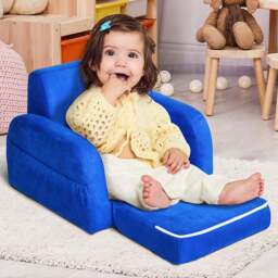 Tommy Toys 2 in 1 Blue Padded Wood Frame Kids Fold Out Armchair - Wilko